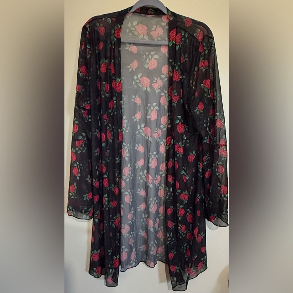Sheer Black Floral Rose sleepwear set with cheeky bottoms. Women's Intimates